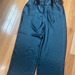 Nine West Green Silk Wide-Leg Trousers